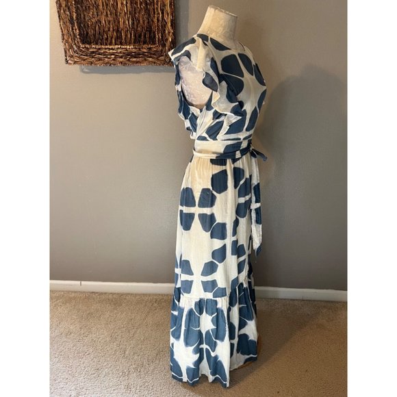The Odells Maxi Seville Dress Cream Blue Cotton Washable - Picture 6 of 16